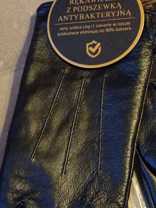 Rękawiczki skórzane damskie antybakteryjne ocieplane M/7