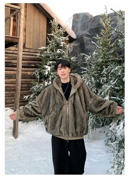 Меховая оверсайз куртка бомбер шерсть плюш oversize jaket на зиму