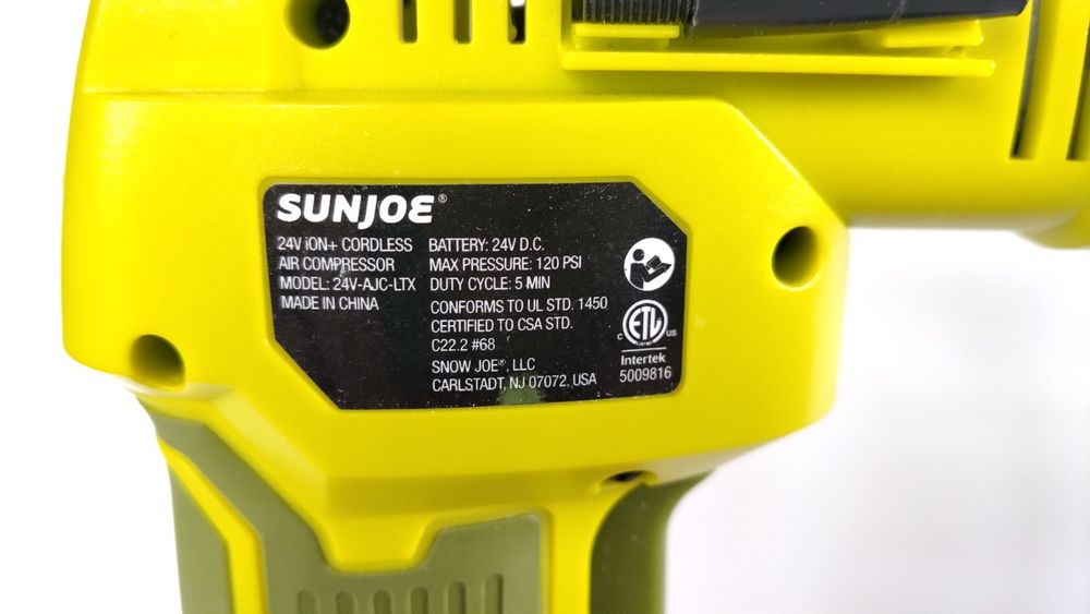 Compressor Portátil Sun Joe 24V. Novo