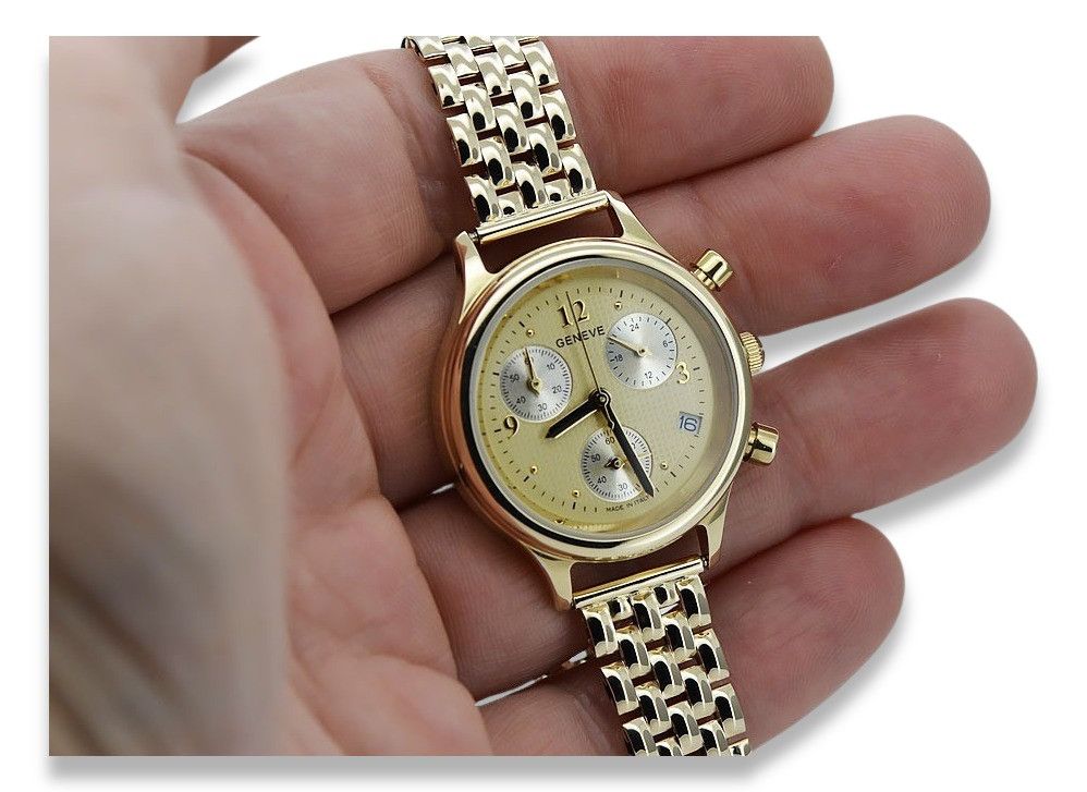 Złoty zegarek damski 14k 585 z bransoletą Geneve lw019y&lbw004y Gdańsk