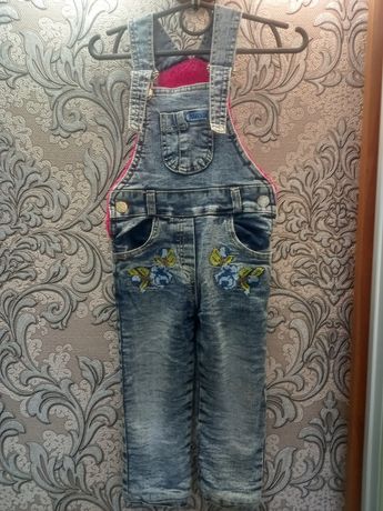 Джинсовый комбинезон, комбез с мехом, джинсы, штаны