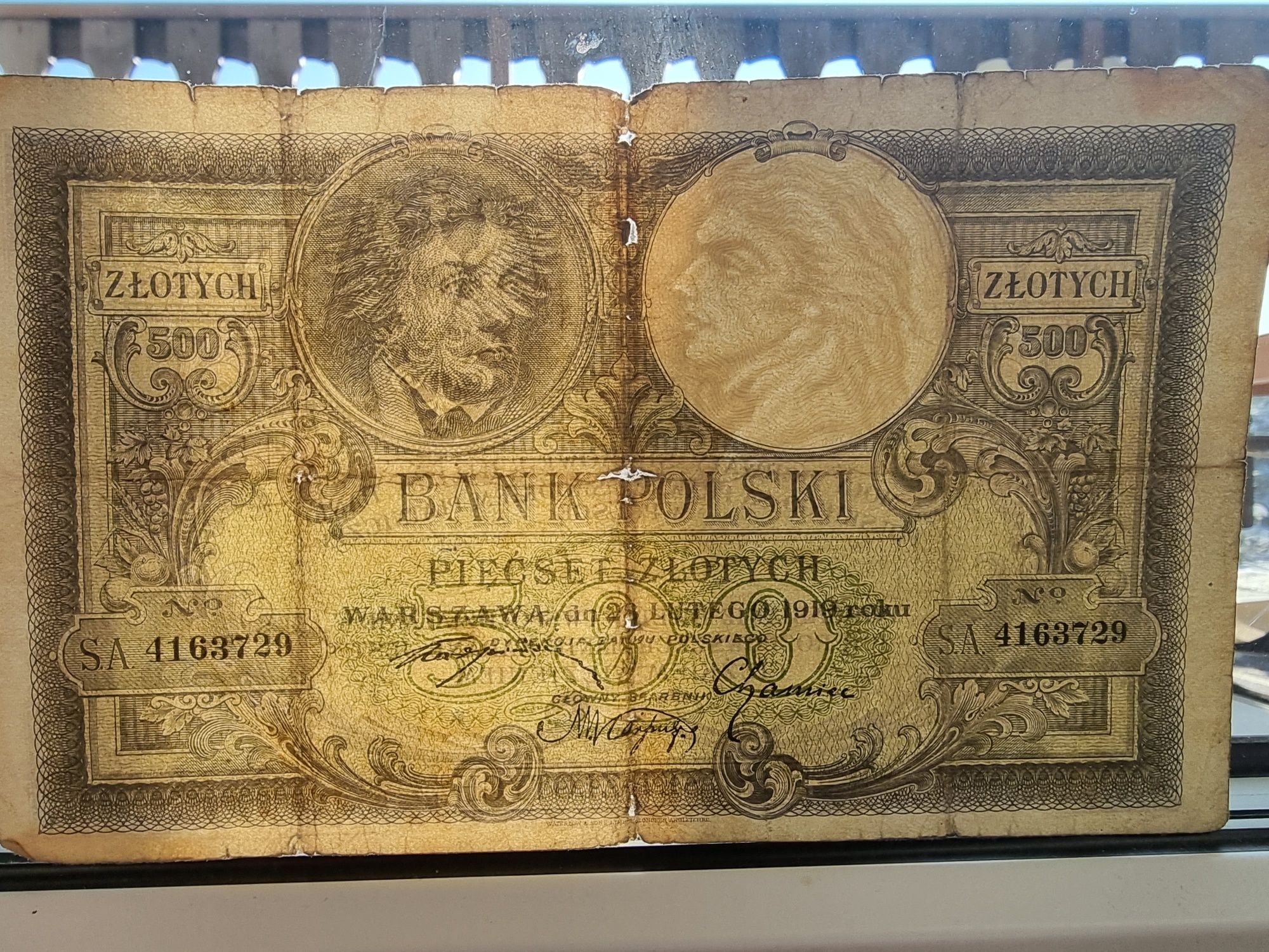 Banknot 500 złotych Bank Polski Warszawa 1919