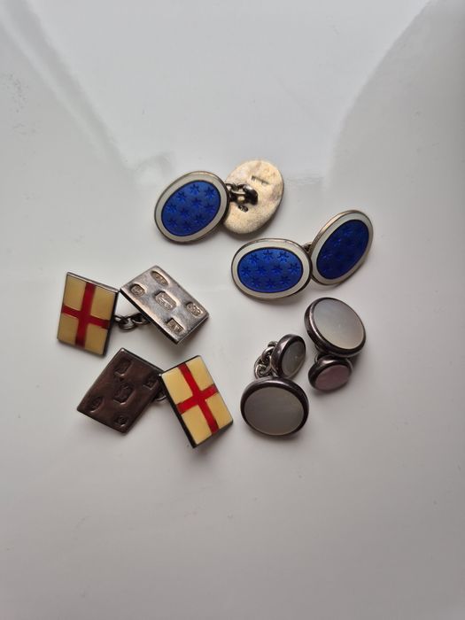 Запонки срібло 925 проба. Емаль,перламутр. Англія-Шотландія.