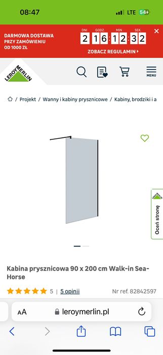 Kabina prysznicowa walk in