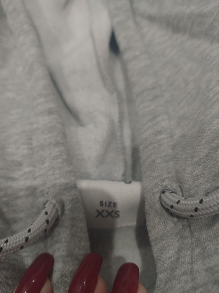 Bluza zasuwana z kapturem na suwak szara kieszenie długi rękaw basic