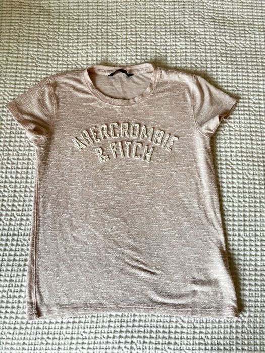 Abercrombie&fitch t shirt wiosna bluzka pudrowy róż modny xs 3