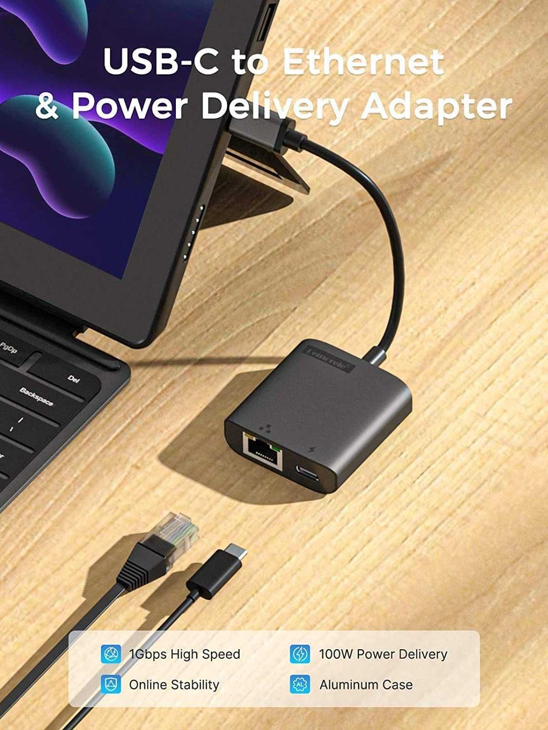 Lemorele TC35L Adapter USB-C - LAN ładowarka 100W