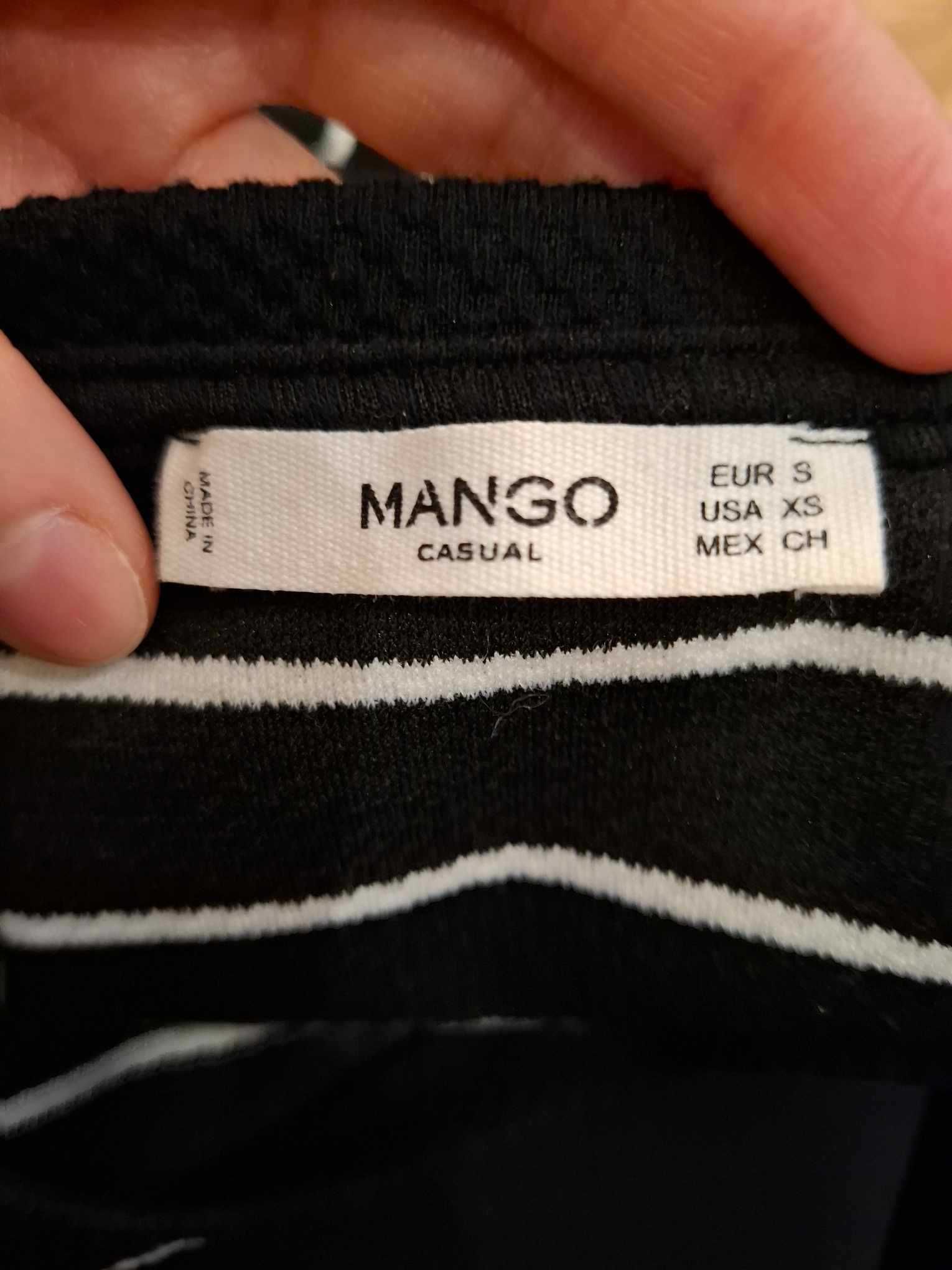 S 36 Mango czarna sukienka w paski wzorzysta dopasowana obcisła biała