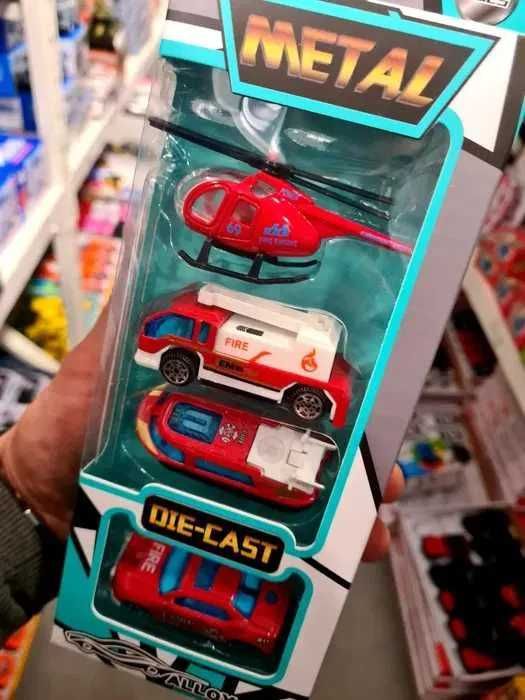 Metalowy zestaw pojazdów autek dla dziecka nowy zabawka