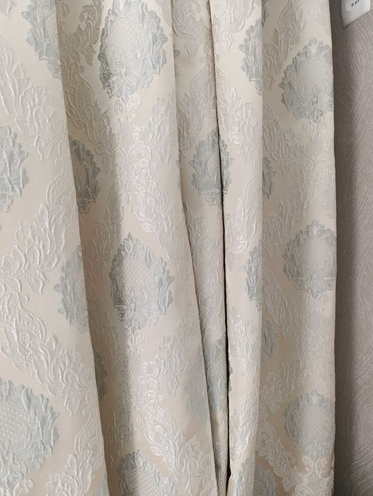 Штори порт'єрні молочно, сіро-блакитні 248*133