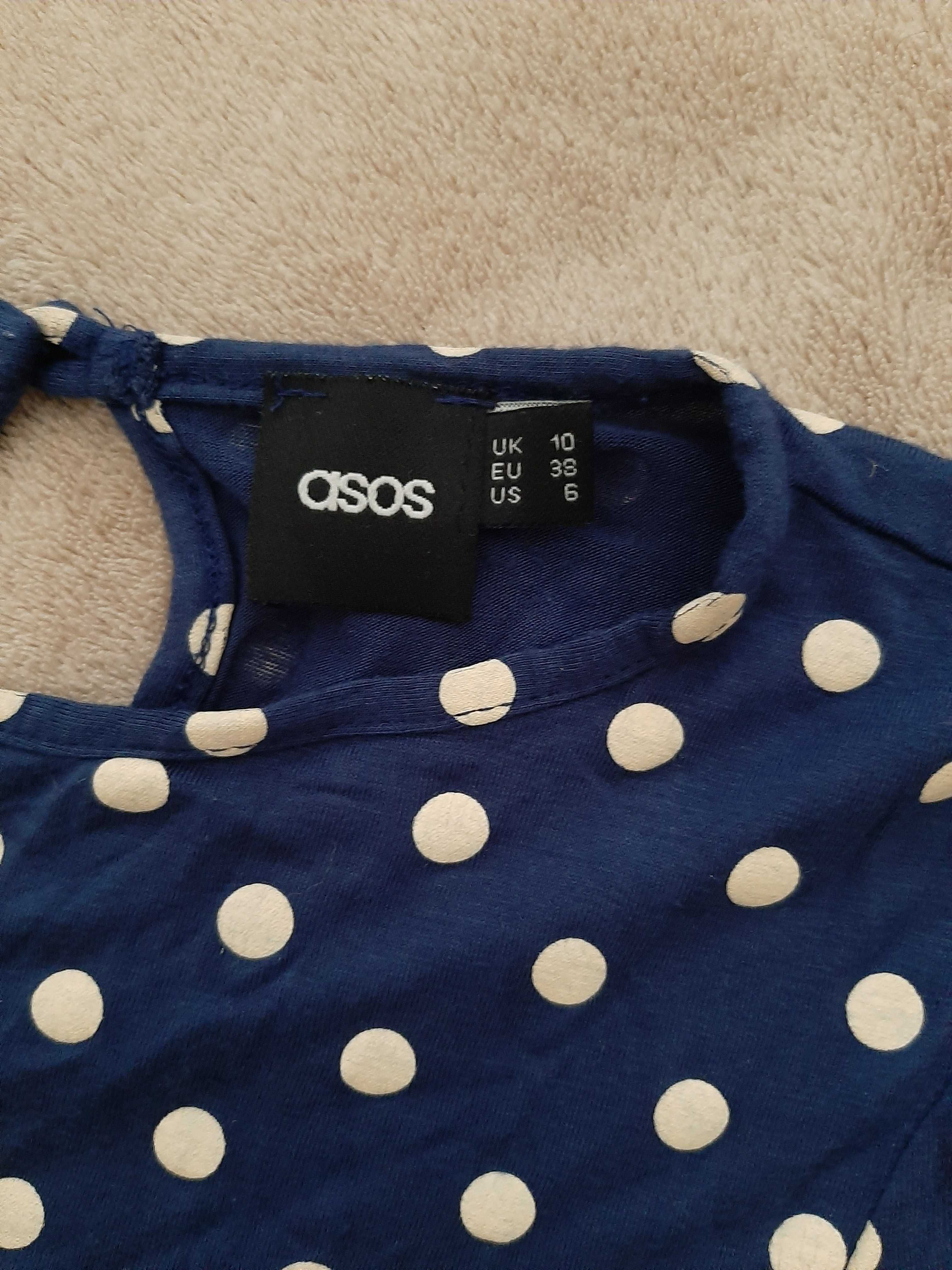 Asos Granatowa Sukienka w Groszki s/M