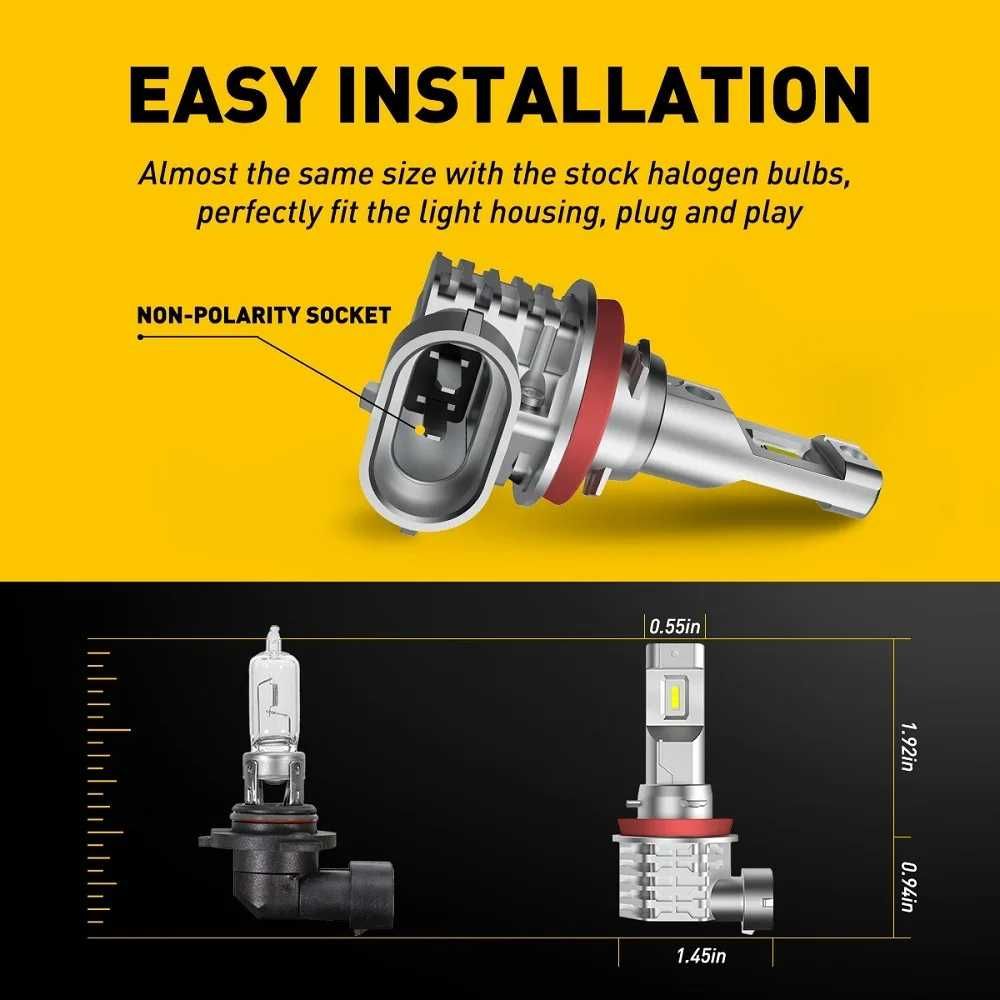 Лампы Auxito LED H7 H3 H1 H11 H8 H9 автолампы 12V светодиодные лампы