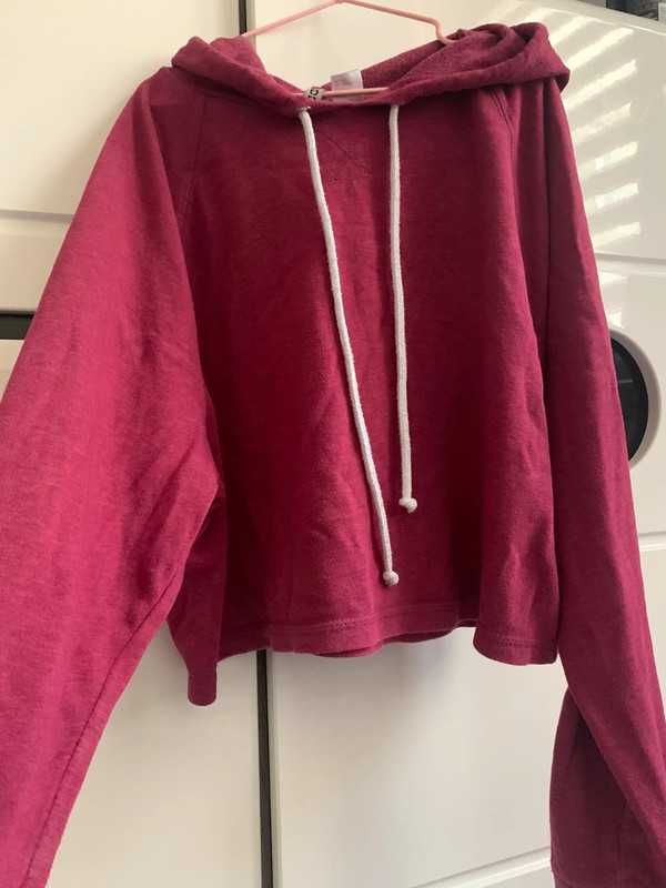 bluza różowa crop top xs h&m