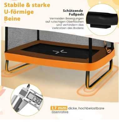 Trampolina dla dzieci 2w1 z huśtawką, prostokątna z siatką zabez.