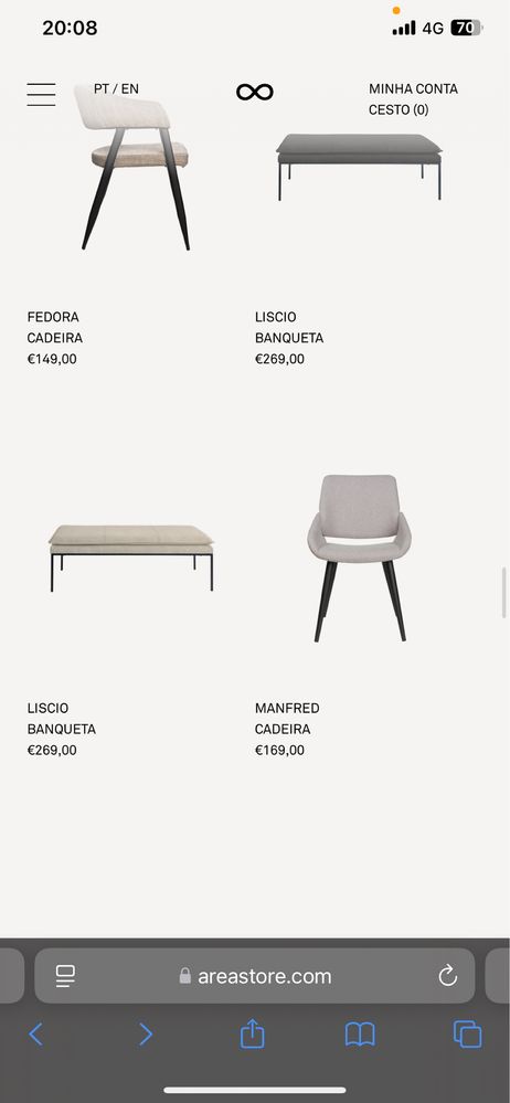 Mesa de vidro + 4 cadeiras da AREA Store
