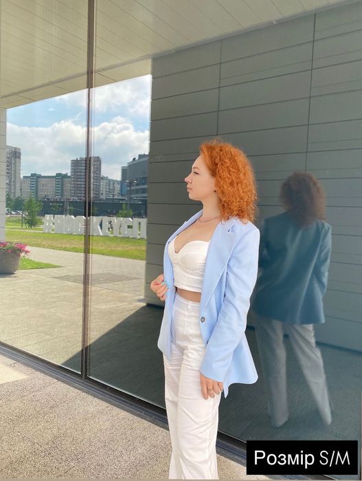 Пиджак голубой, для стильных луков. Идеально сочетается с джинсами