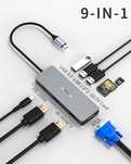 Adapter USB C Hub USB C, 9 w 1,