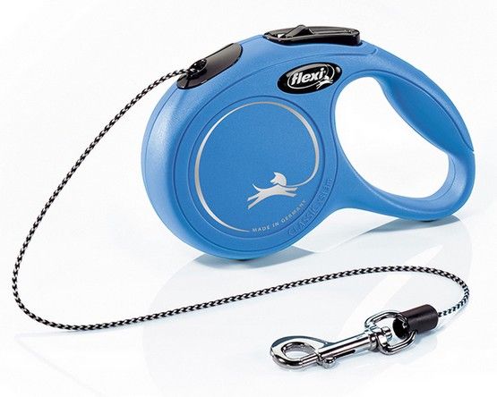 Smycz automatyczna dla psa z blokadą - Flexi linka XS 3m niebieska