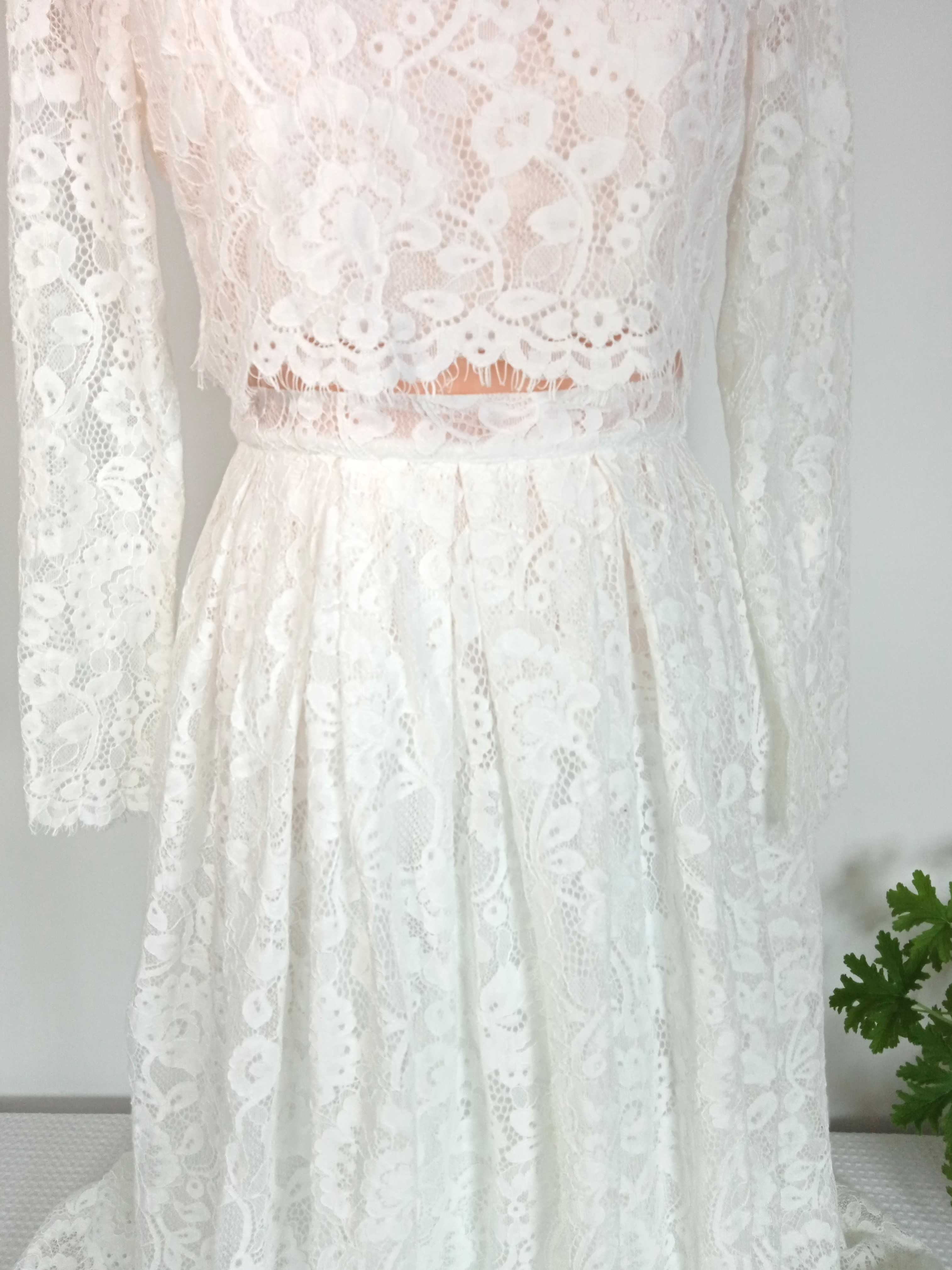 suknia koronkowa biała długa ASOS