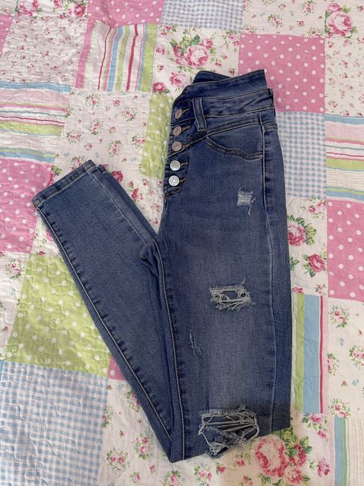 Nowe spodnie jeansy rurki Varlesca r. XS z przetarciami