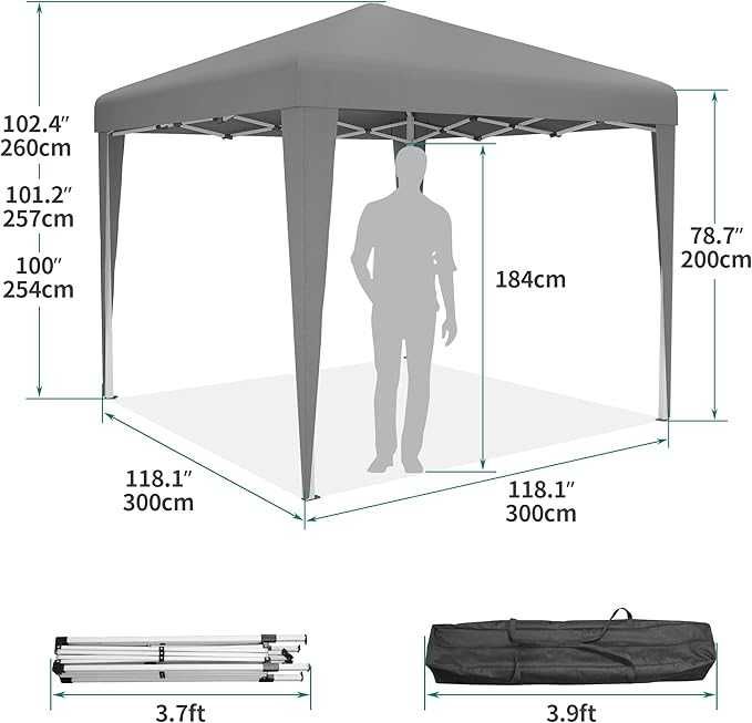 YITAHOME Natychmiastowy wytrzymały rozkładany pawilon ogrodowy 3x3m