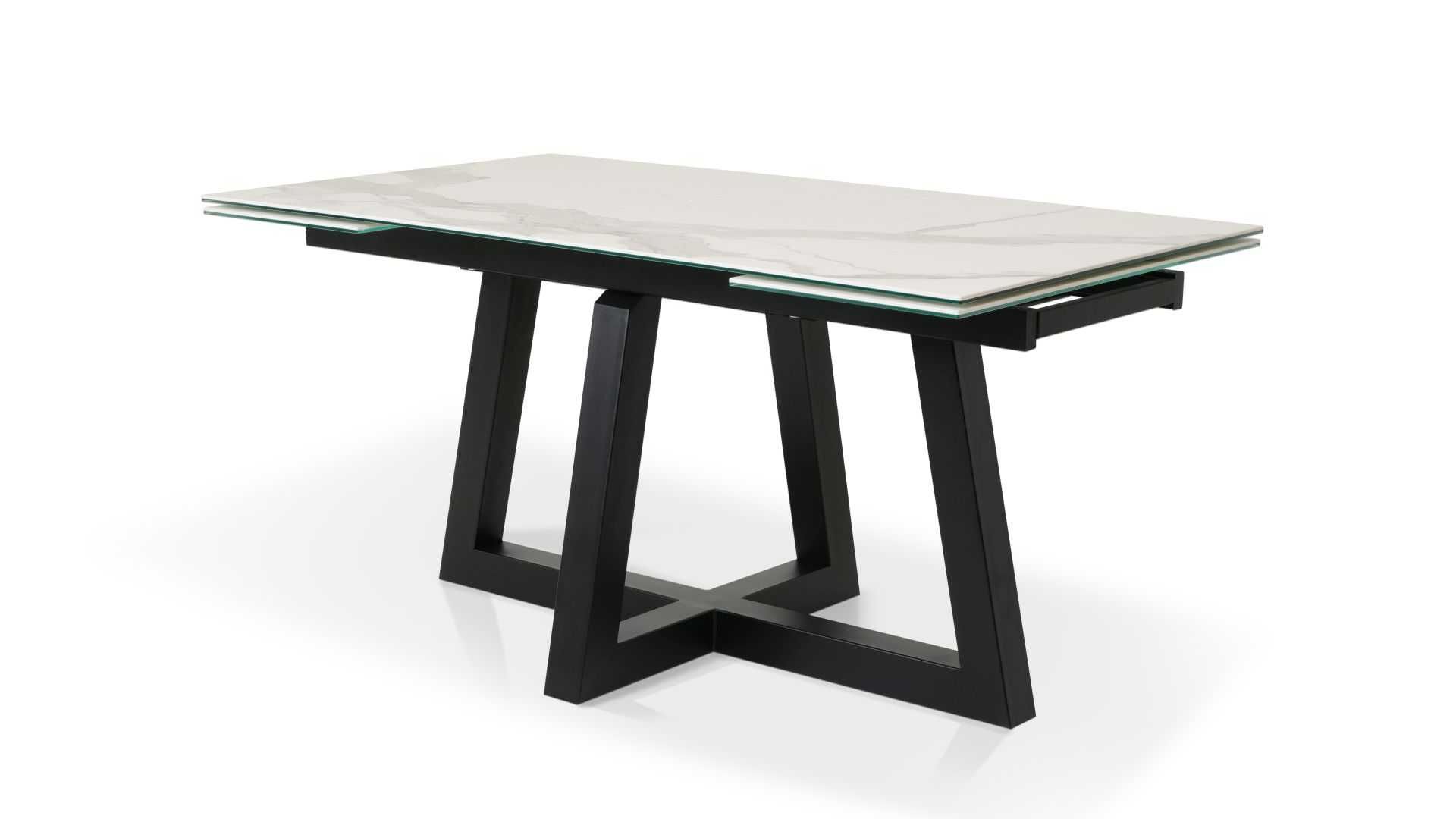 Stół Ikon spiek Statuario Venato mat 180 cm x 90 cm + 2 x 40 cm