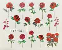 stz951 naklejki wodne na paznokcie róże kwiaty