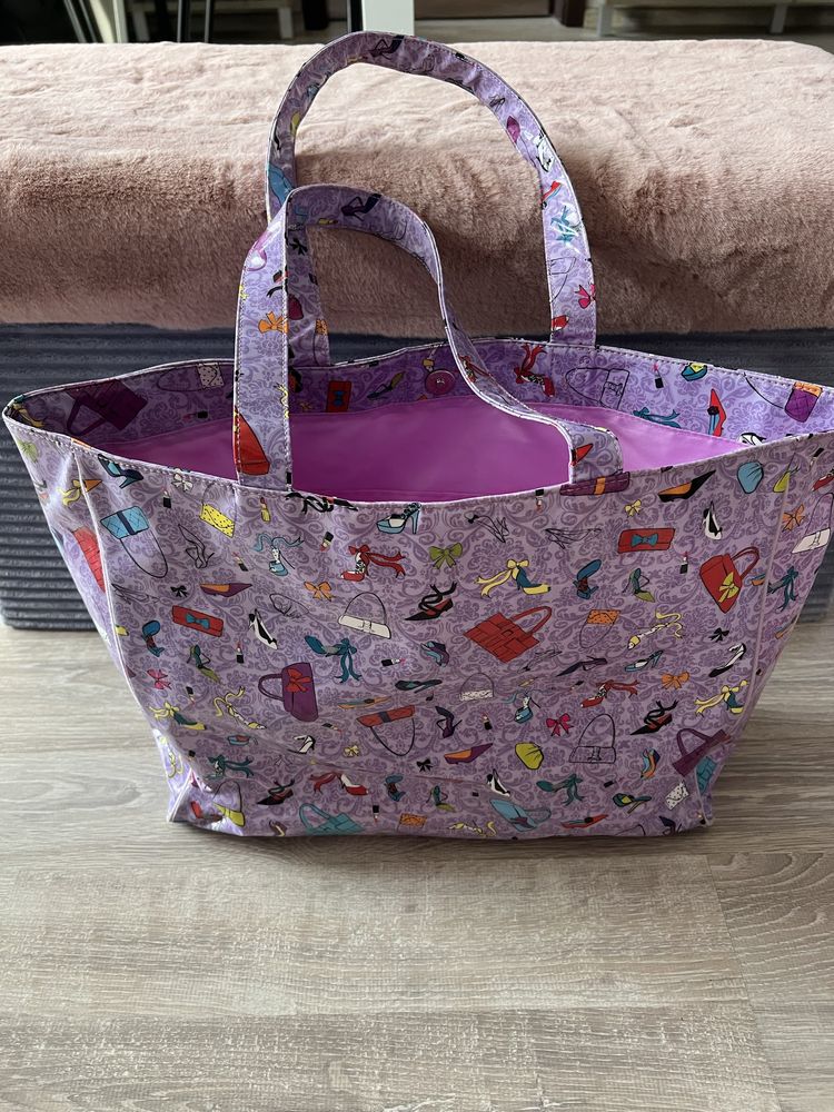Modna Fioletowa torebka torba shopperka na zakupy