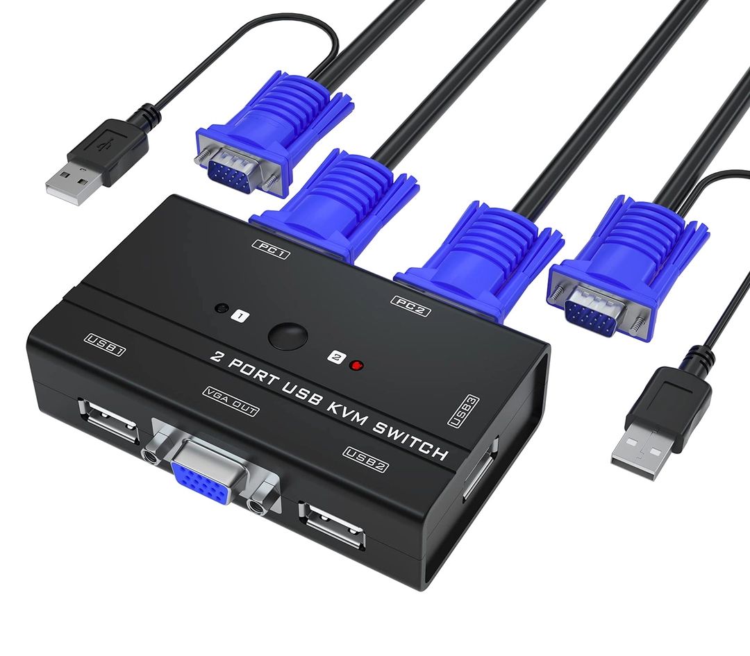 Yinker 2-Portowy Przełącznik KVM VGA z USB do Klawiatury i Myszy