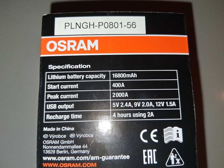 OSRAM BatteryStart 400 Power Bank Booster Urzadzenie Rozruchowe