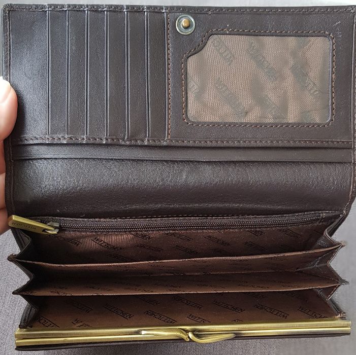 Długi skórzany portfel damski Wittchen, kolekcja Italy, brązowy