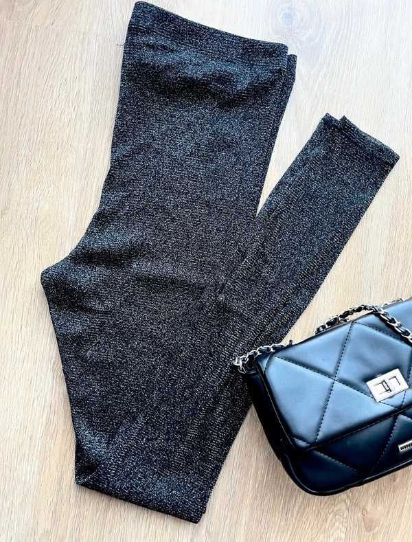 Spodnie leginsy rajstopy błyszczące z diamencikami cekiny H&M XL/42