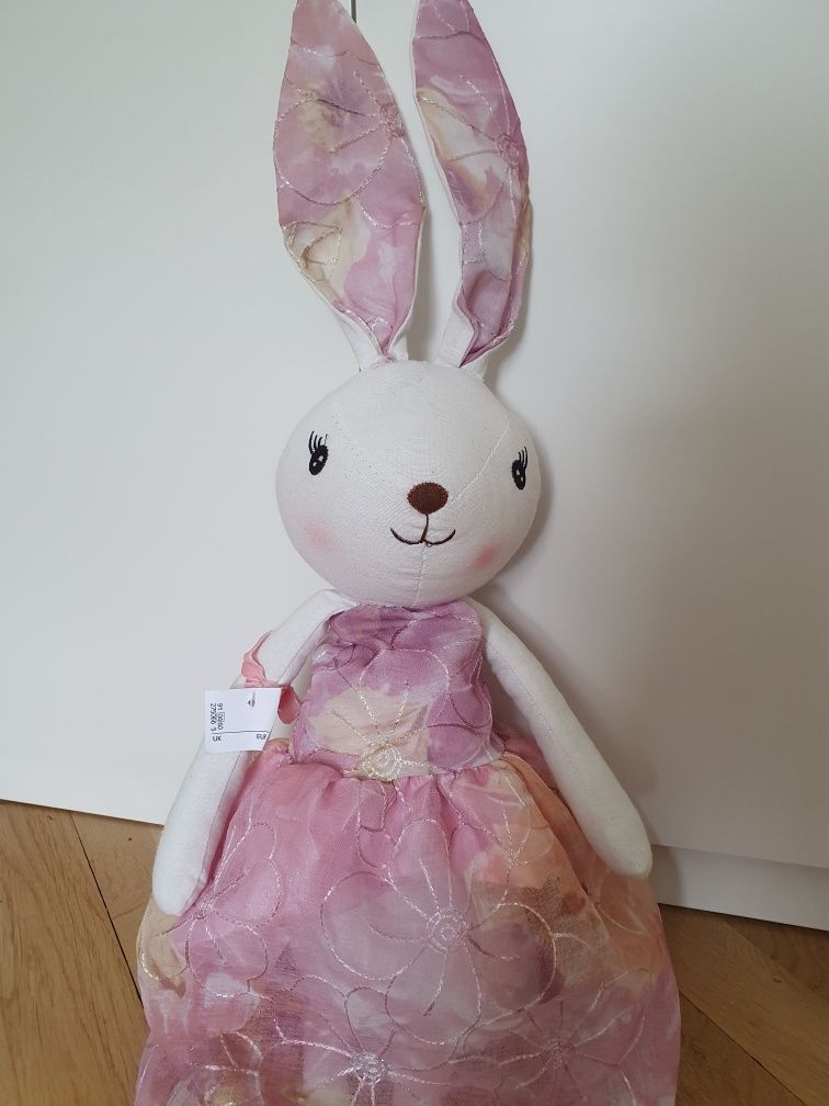 Zabawka ozdoba zająć królik siedzący różowy pluszowy
