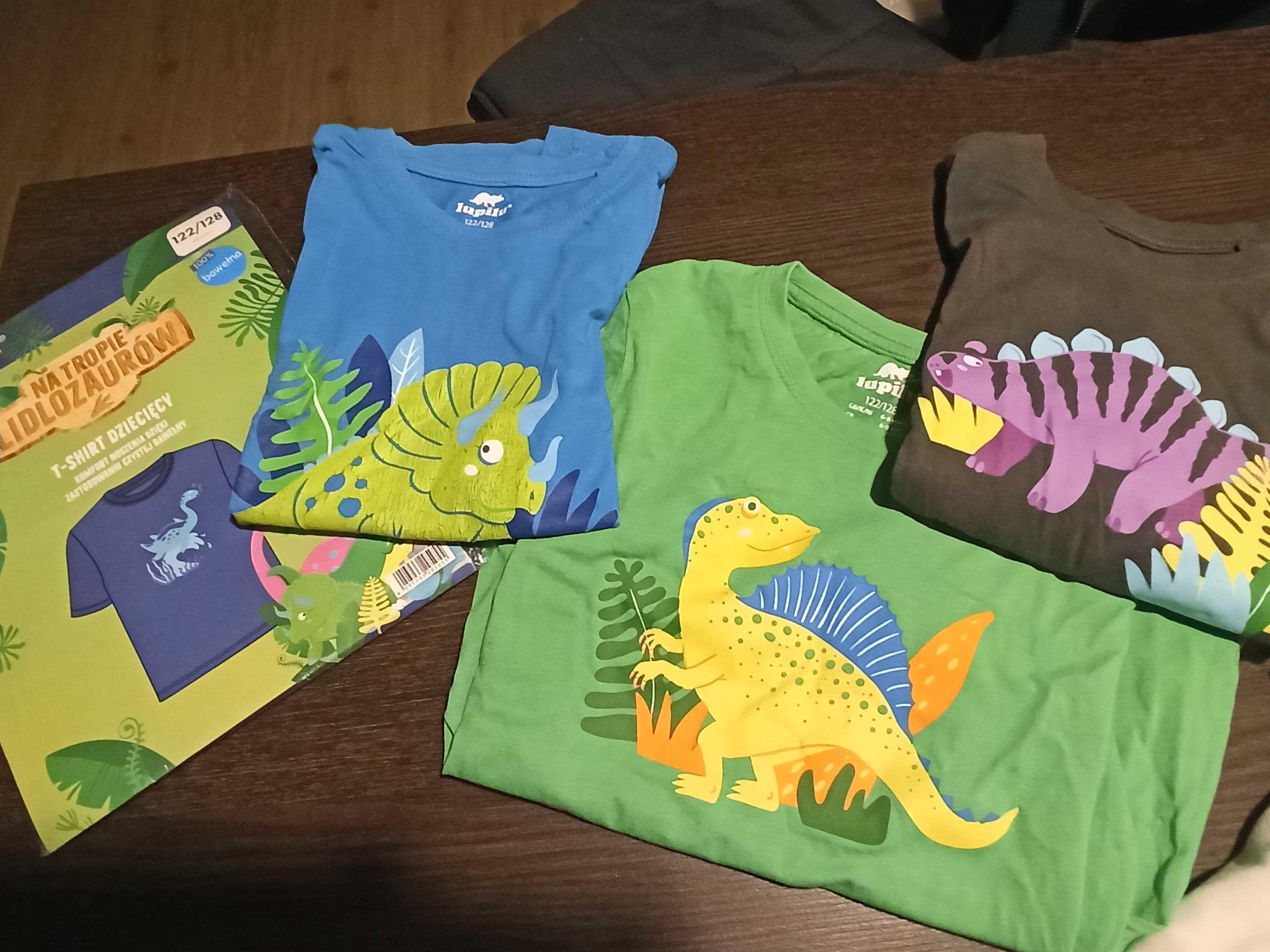 3 t-shirty koszulki dinozaury z dinozaurem 122/128