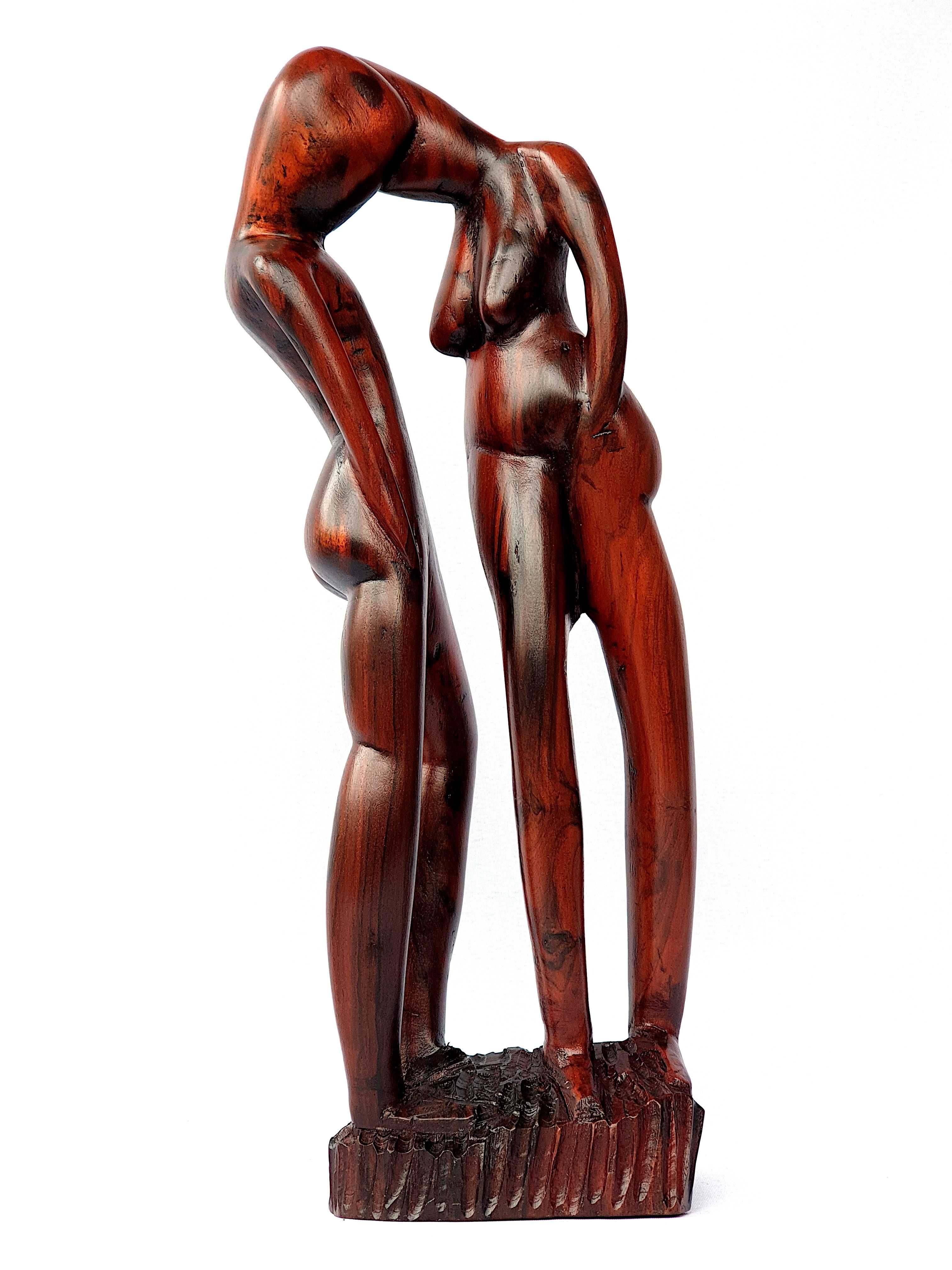 Estátua em madeira exotica arte africana figura decorativa (novo)