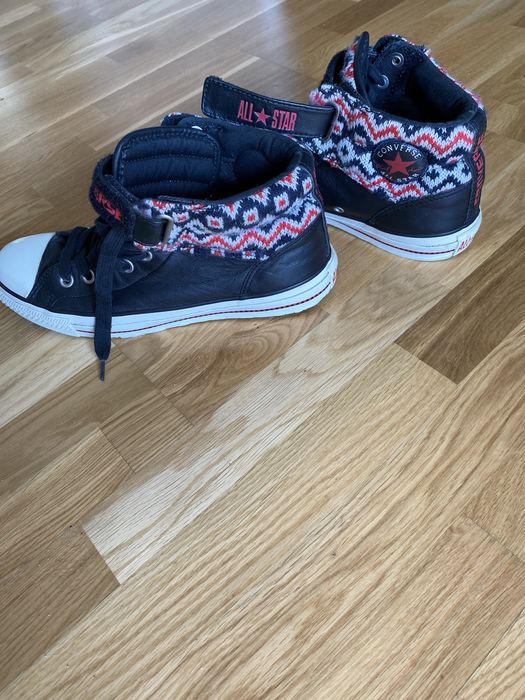 Trampki Converse, roz. 40, czrne+ wstawki wełniane.