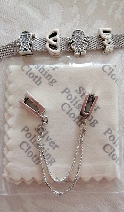 Серебряная цепочка безопасности, зажим для браслета, серебро 925 пробы