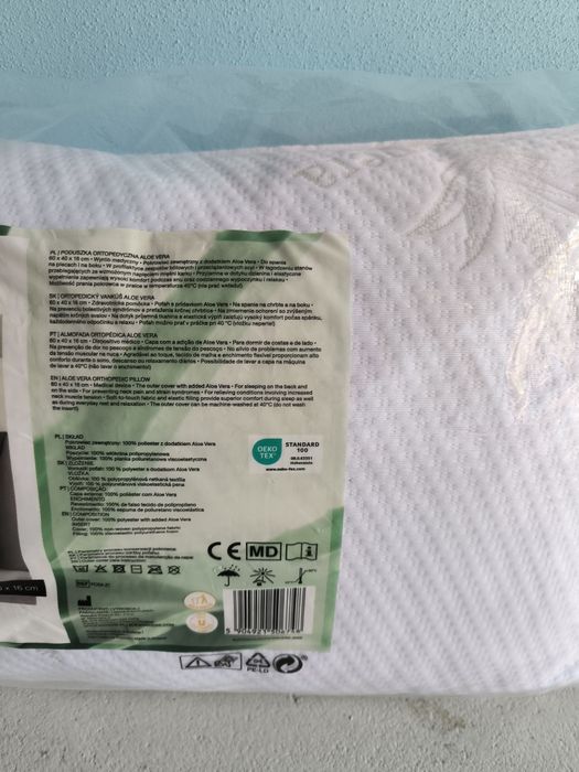 Poduszka ortopedyczna Smukee Aloe Vera 60x40x16 biała