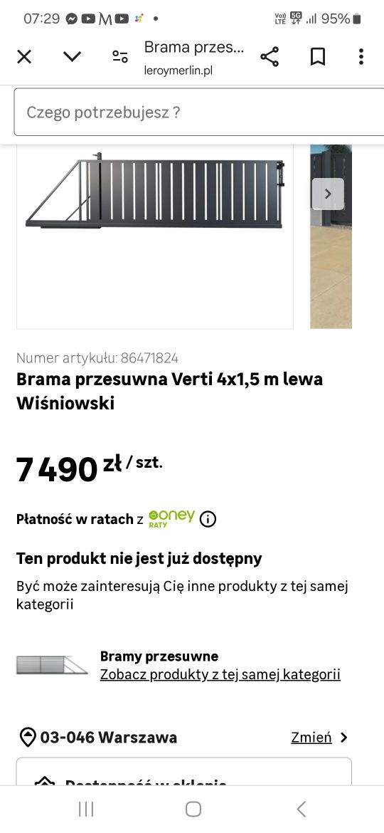 Sprzedam nową bramę przesuwna 4m Wiśniowski