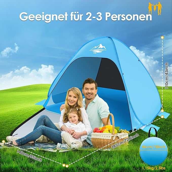 Namiot plażowy dla 2 - 3 osób nowy