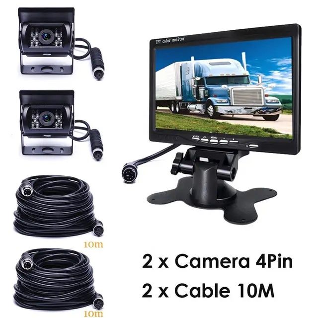 Kit 2 Câmeras Marcha Atrás + Monitor 7" para camiões autocaravana NOVO