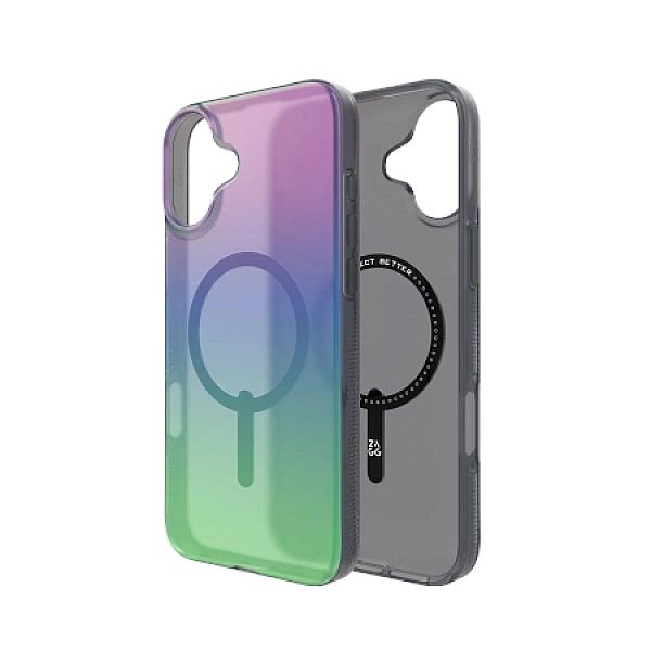 Etui ZAGG Milan Snap z MagSafe do iPhone 16 Plus - zielono-fioletowe