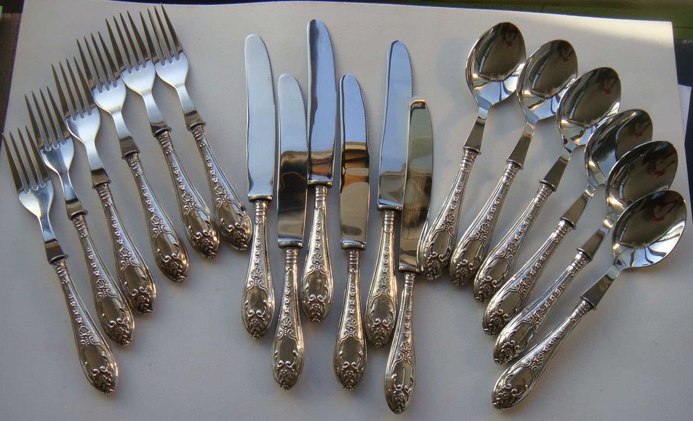 Faqueiro de 18 peças em PRATA Águia de 6 Garfos + 6 Facas + 6 Colheres