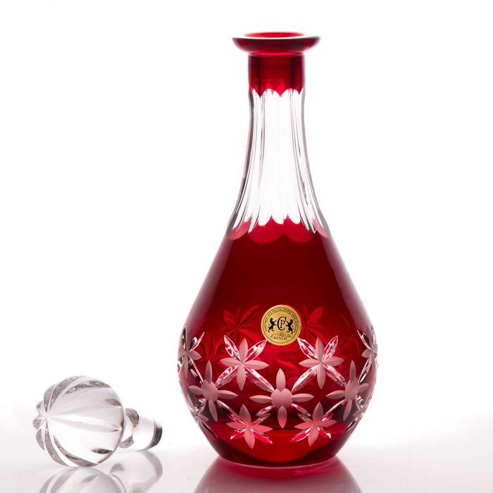 Nowa Karafka Kryształowa wina 0.7 l hand made  RUBIN