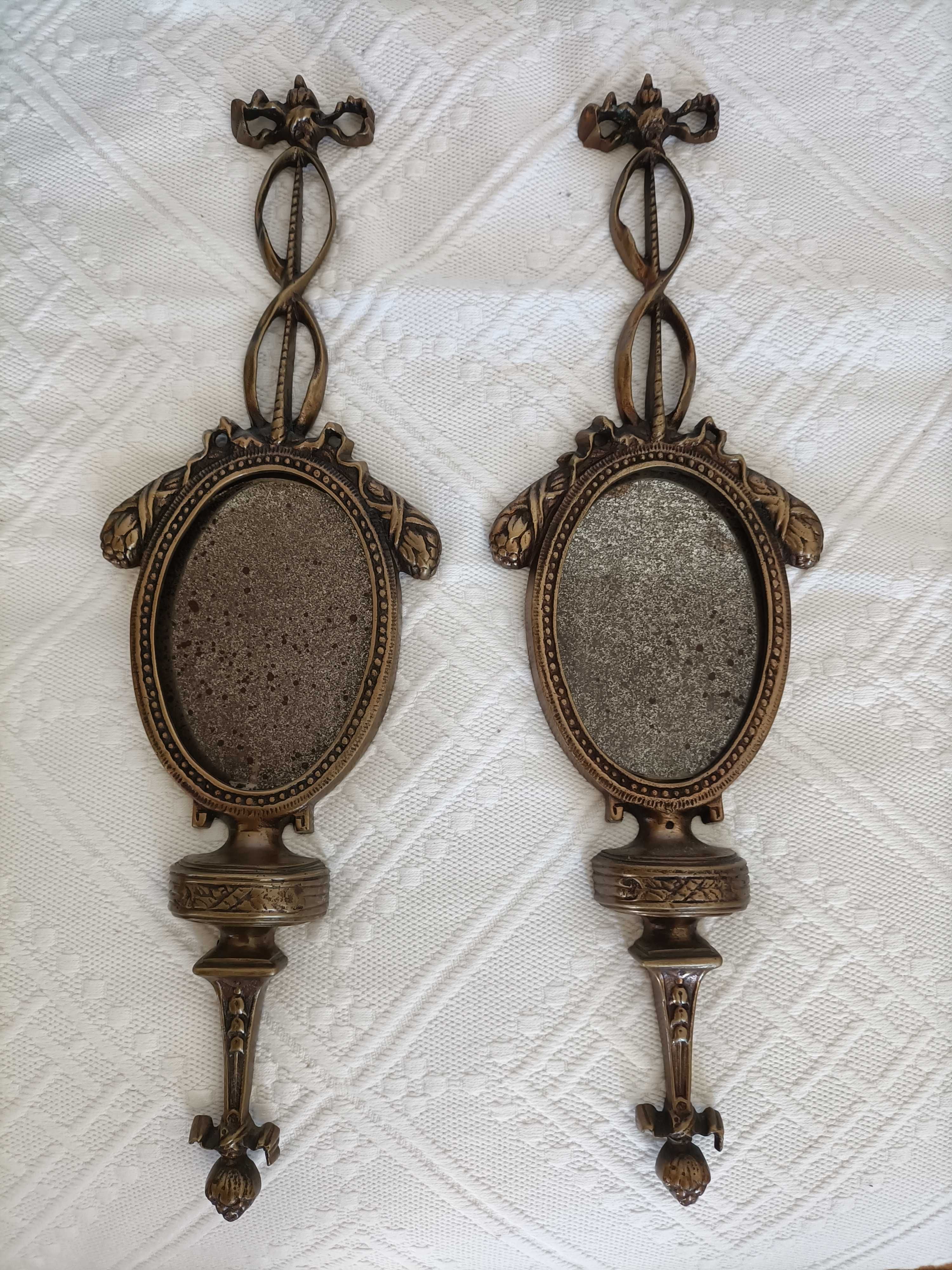 Par de Espelhos em Bronze Antigos 1900s