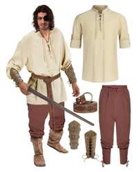 XXL. Geplaimir męska średniowieczna koszula kostiumowa Viking Renaissa