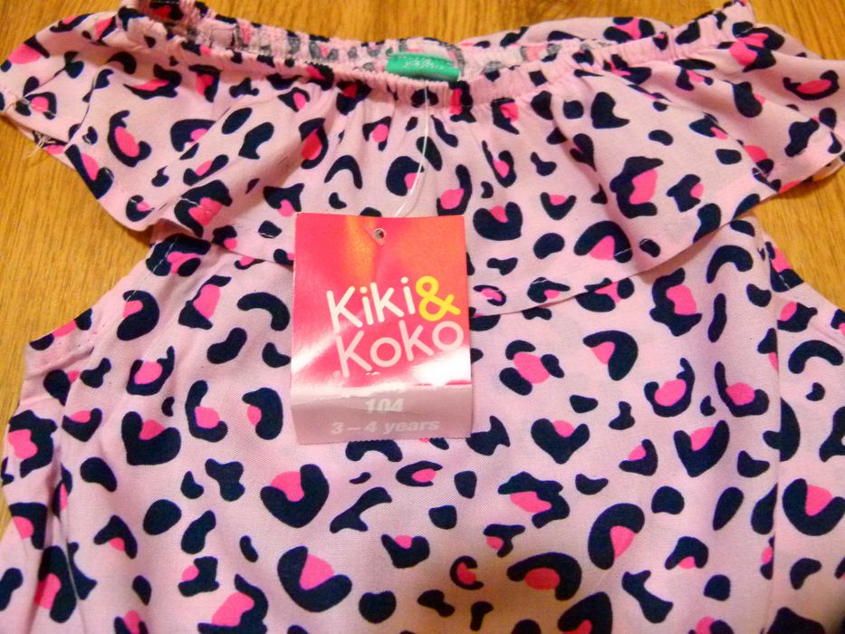 rozm 104 Nowy Kiki&Koko kombinezon pudrowy róż panterka góra hiszpanka
