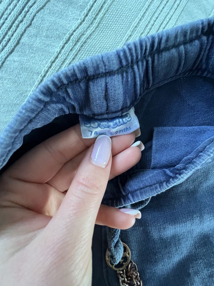 Spodnie dresowe a’la jeans So cute r.74 kieszonki