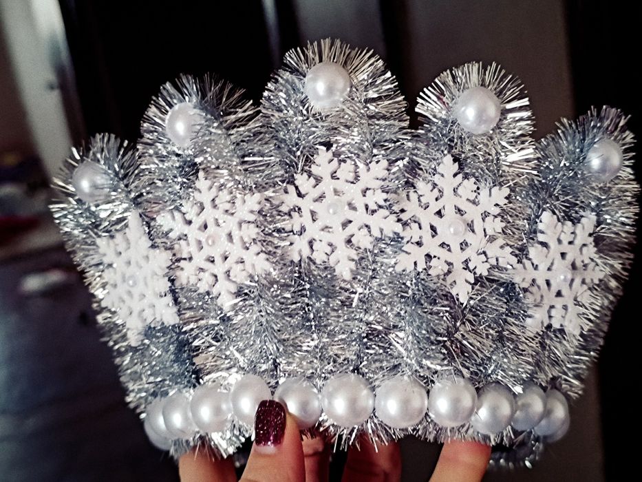Корона сніжинка, обруч снежинка, новорічний обруч, корона для сніжинки