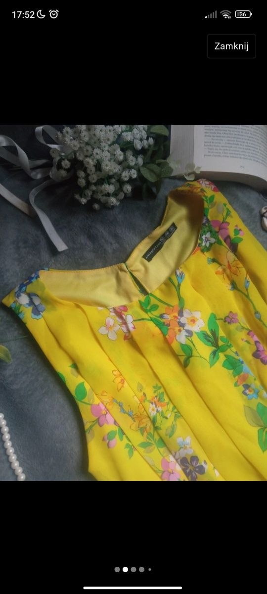 Letnia żółta sukienka w kwiaty Atmosphera